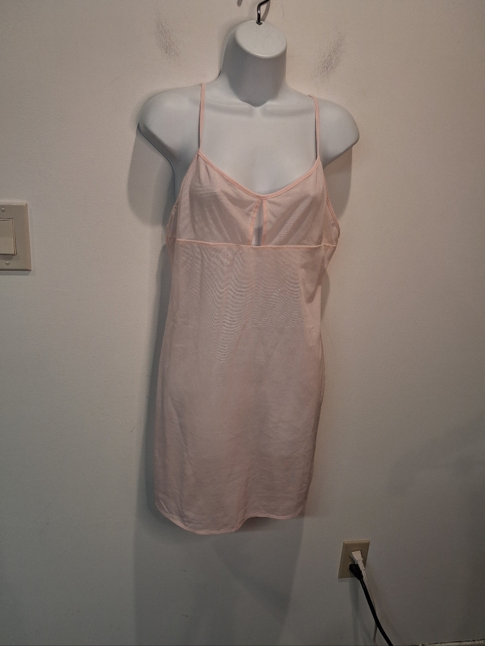 The Lingerie Shop Size L Pink Sheer Mini Slip/dress